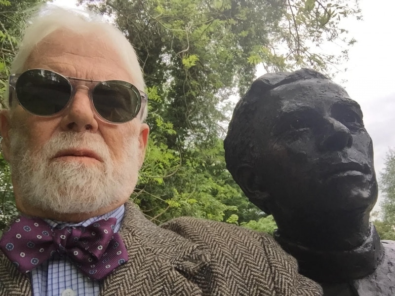 Geoffrey Beside Jim Clark Statue